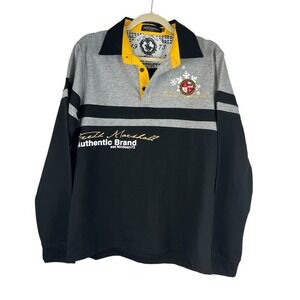 Fredd Marshall Mens Striped Polo Shirt Patchwork Cotton with Embroidered-M